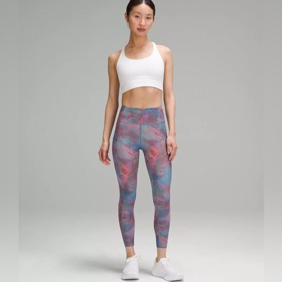 NWT New LULULEMON Fast Free HR High Rise Tight 25” Hazy Afterglow HZAM Rainbow 8 - Picture 3 of 6